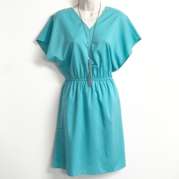 🆕 Lark & Ro batwing pullover mini v neck d… - Picture 1 of 12